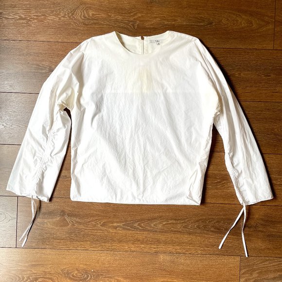 Tibi Tops - Tibi white ruched cotton poplin shirt, size M